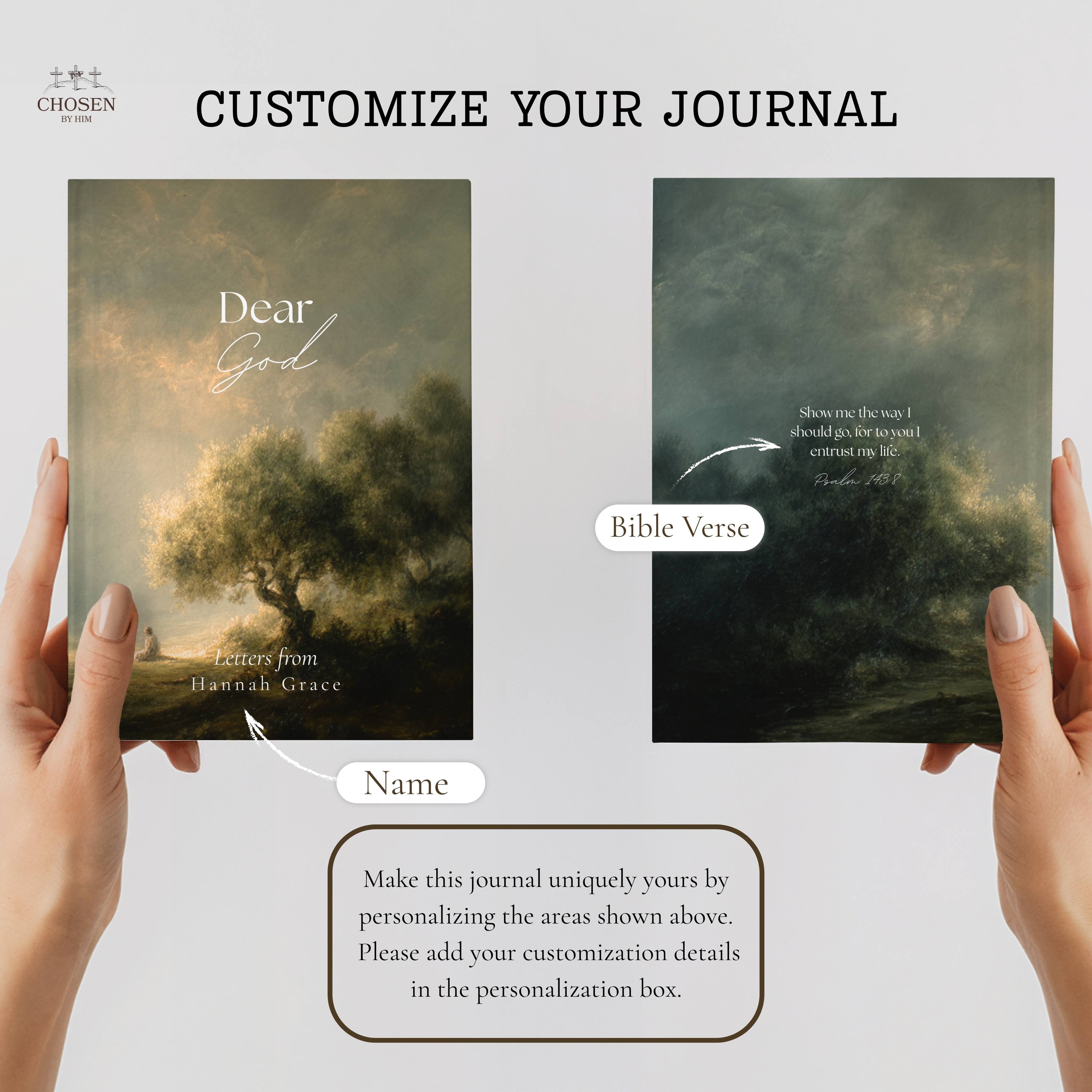 Personalized Christian Journal, Custom Name Bible Verse Prayer Notebook