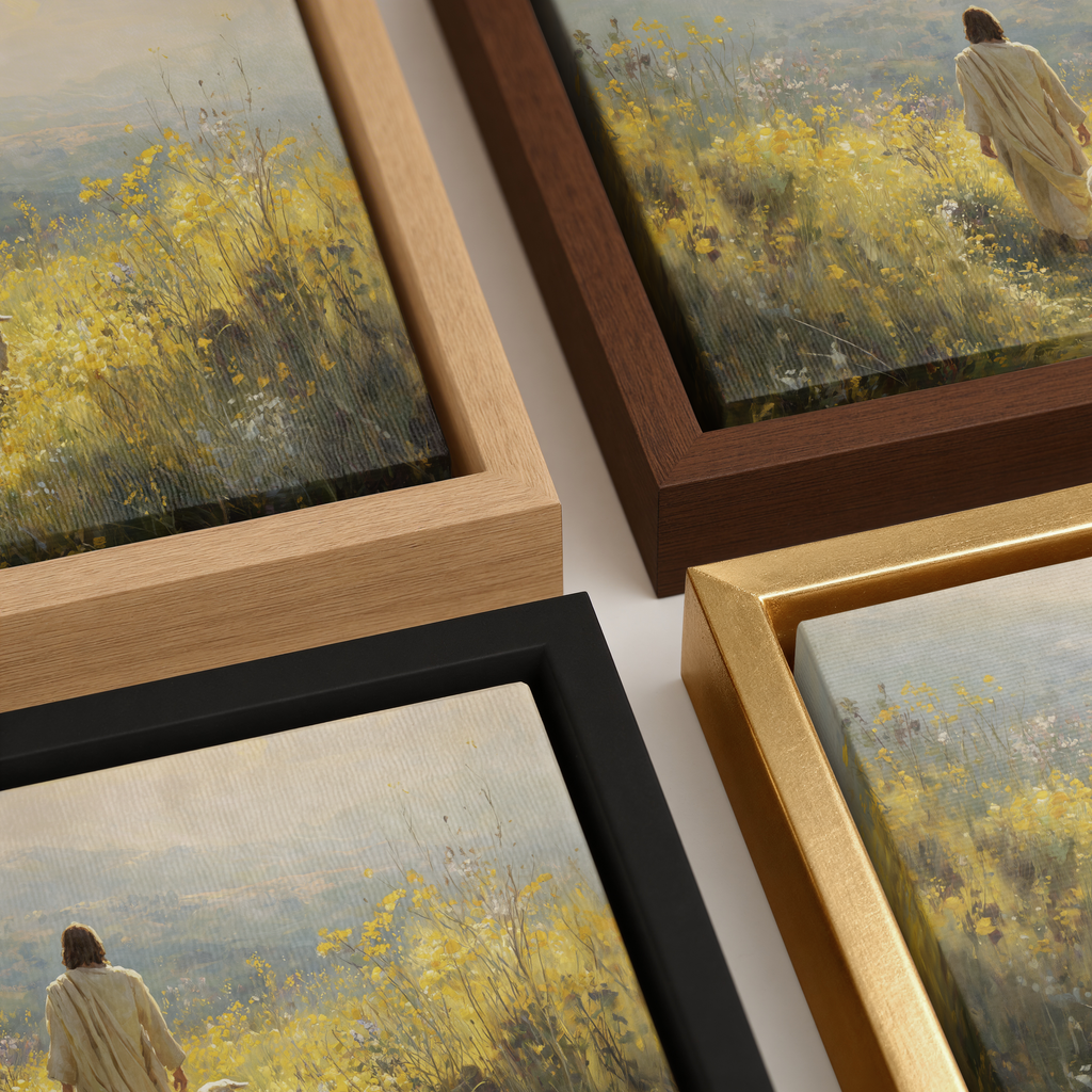 Close-up of Fields of Peace Christian wall art frame detail