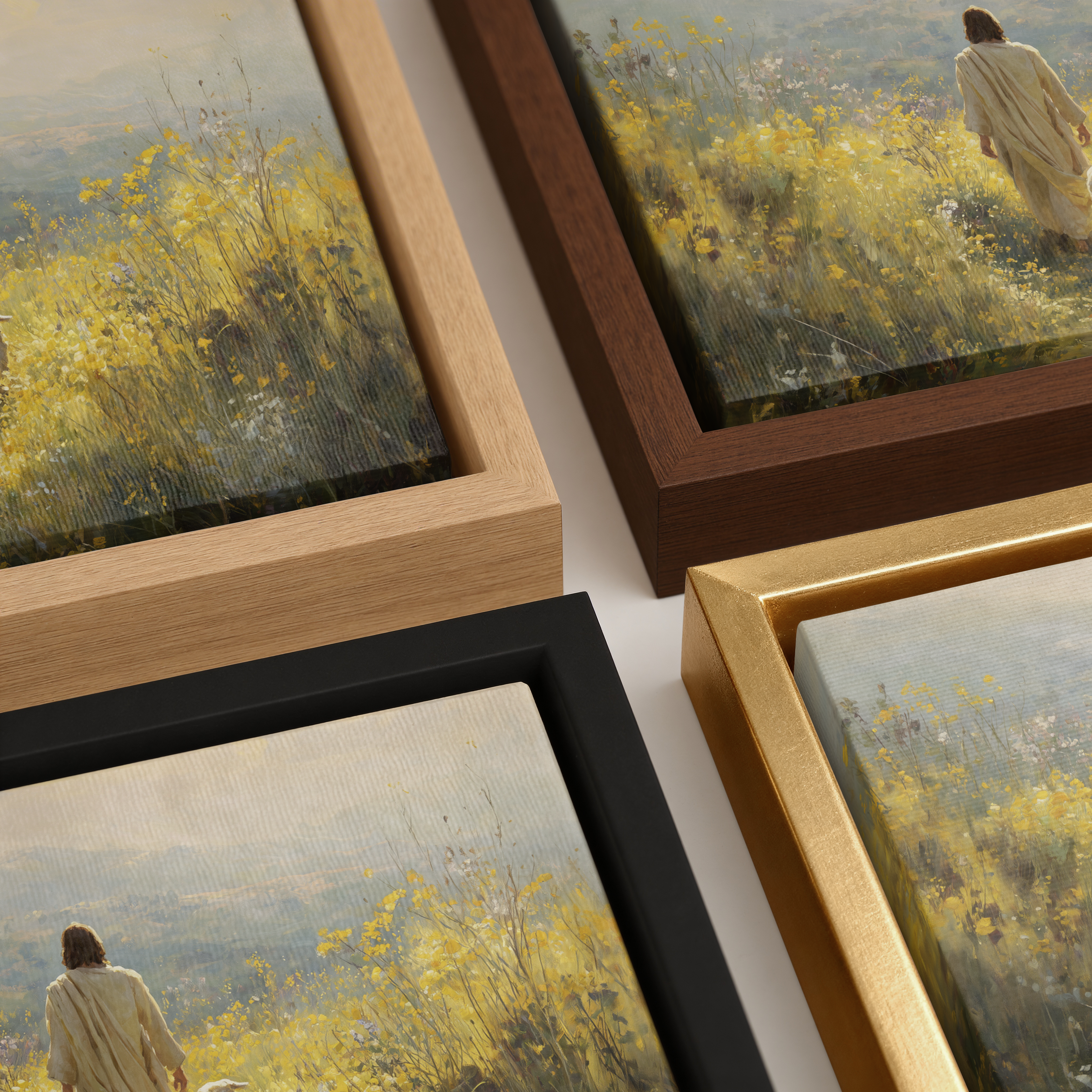 Close-up of Fields of Peace Christian wall art frame detail