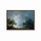 Garden of Gethsemane Christian wall art featuring Jesus praying in a dark wood frame