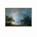 Garden of Gethsemane Christian wall art featuring Jesus praying beneath the trees in a dramatic garden scene in a gold frame