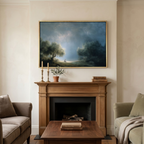Garden of Gethsemane Christian wall art displayed in a warm neutral living room