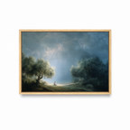 Garden of Gethsemane Christian wall art featuring Jesus praying in a natural wood frame