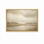 Good Shepherd Christian wall art inspired by Psalm 23 showing a shepherd leading sheep beside still waters. natural wood frame
