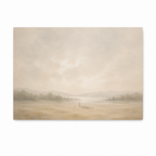 Jesus as the shepherd with His flock in a peaceful open landscape, inspired by the parable of leaving the 99, in a Christian art print