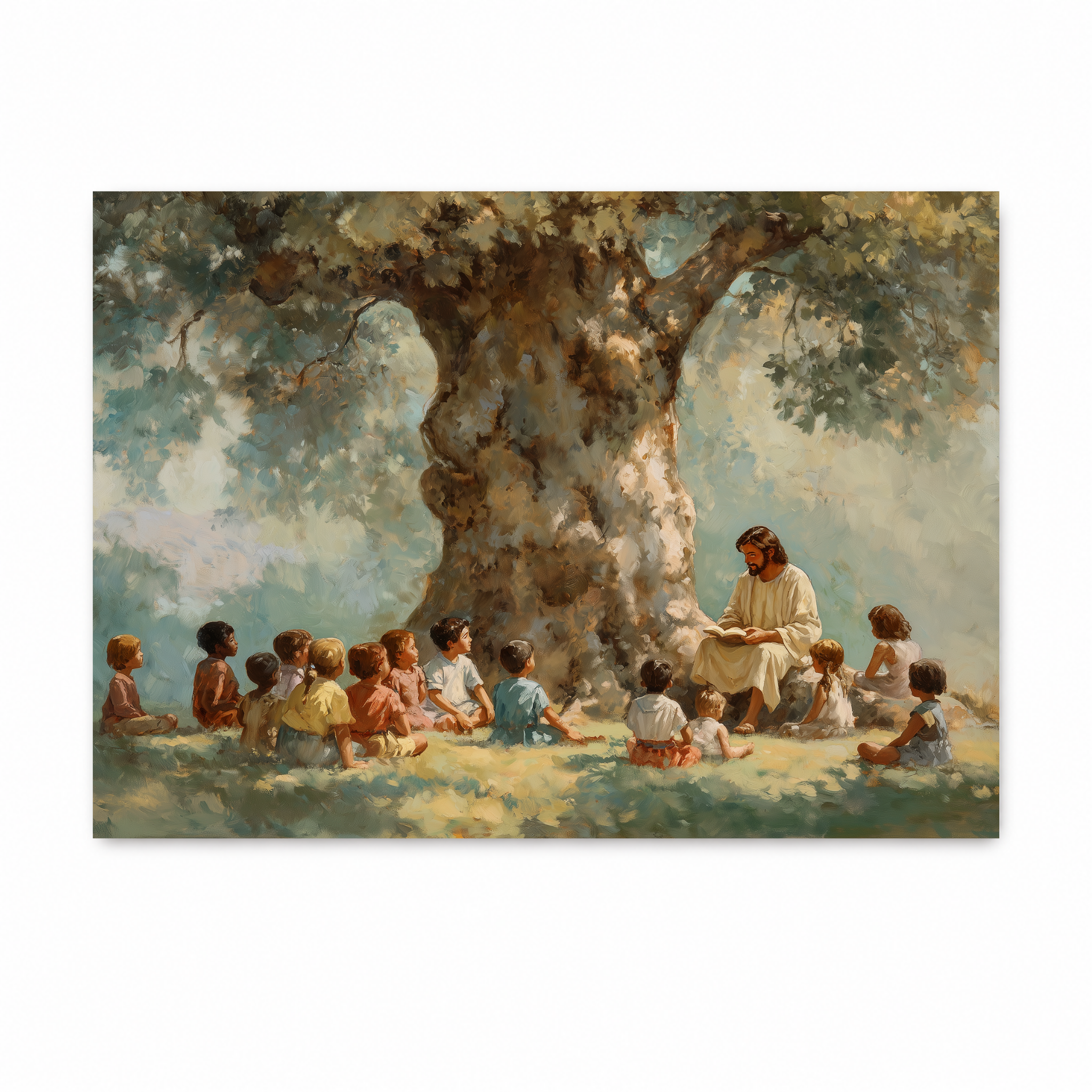 Jesus with children Christian wall art print inspired by His love and welcome