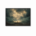 Red Sea Miracle Christian wall art featuring Moses and the parted sea in a black frame