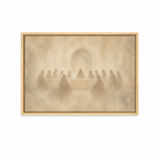 The Last Supper Christian wall art featuring Jesus and His disciples in a natural wood frame