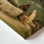 The Woman at the Well Christian canvas artwork featuring Jesus and the Samaritan woman beside the well